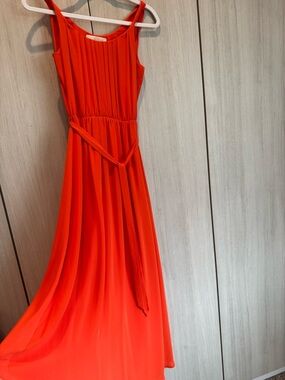 Banana Republic Heritage Sleeveless Orange Maxi Dress with Waist Tie Sz 0